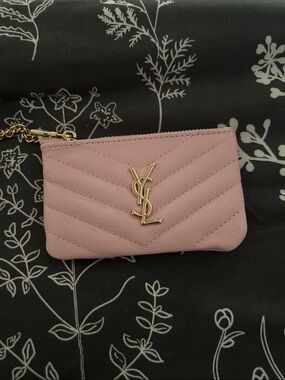 Blush Quilted Card Pouch with Gold  Emblem